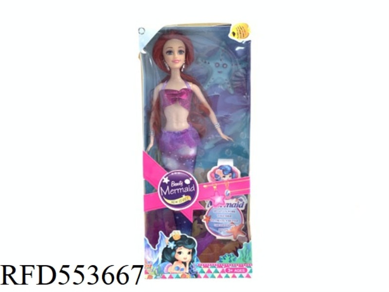 11-INCH PURPLE MERMAID DOLL WITH BABY STARFISH