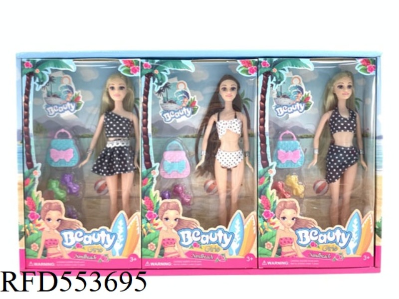 11-INCH POLKA DOT BEACH DRESS BARBIE WITH 3PCS OF BLISTER TABLETS