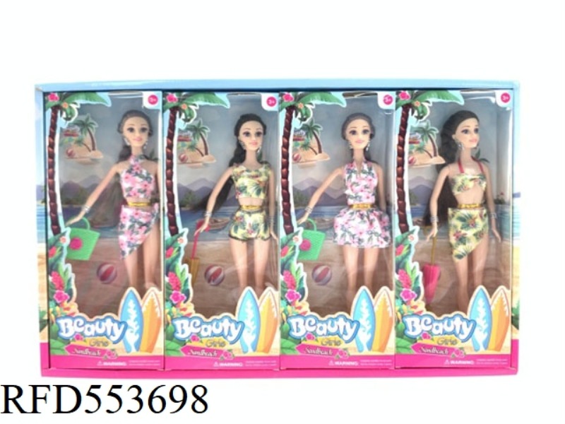 11-INCH SWIMSUIT BARBIE WITH 4 TOTE BAGS