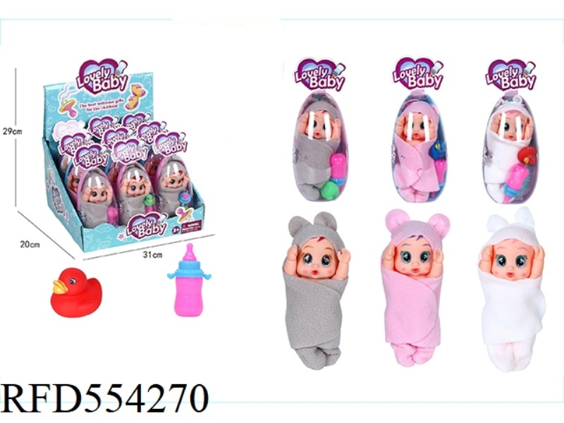 6 INCH VINYL MULTI MIXED EGG LAUGHING BABY WITH DUCK 9PCS