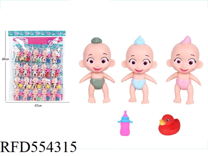 5 INCH RUBBER LAUGHING BABY MULTI-STYLE MIXED DOLL WITH 20 DUCKS