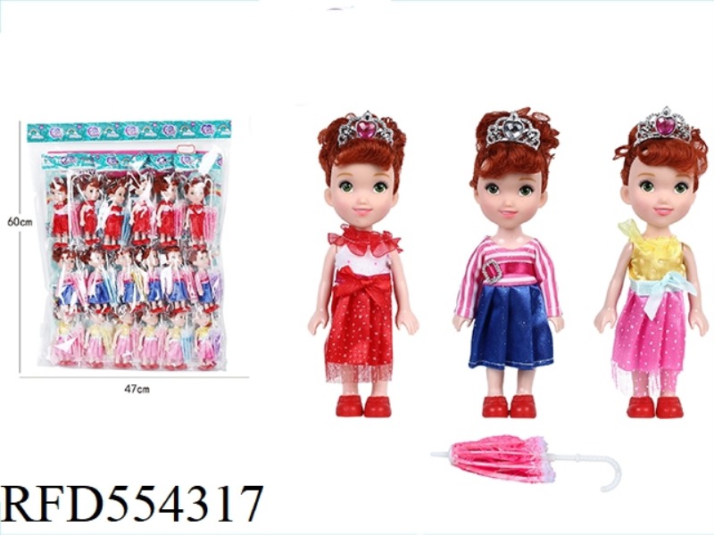 6 INCH MIXED DOLLS WITH 18 UMBRELLAS