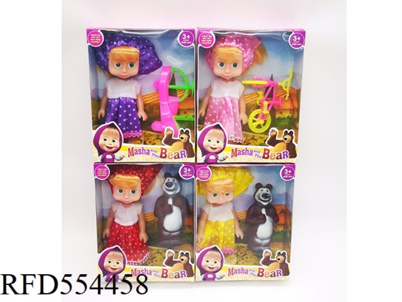 6 INCH EMPTY MARTHA WITH BICYCLE + BABY WALKER + BEAR 4 MIXED