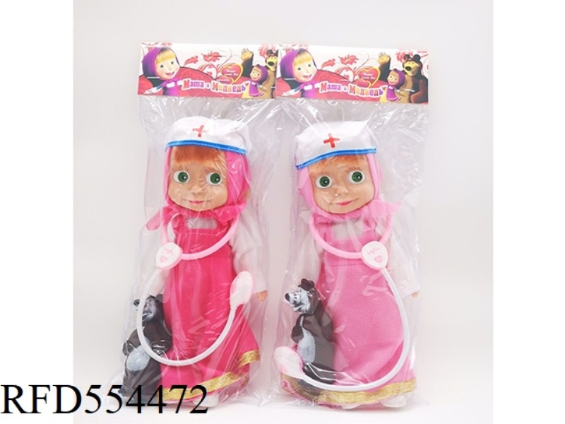 10 INCH EMPTY STRAP IC MARTHA DOLL WITH DOCTOR HAT + BEAR + STETHOSCOPE (PINK, ROSE RED) 2 MIXED