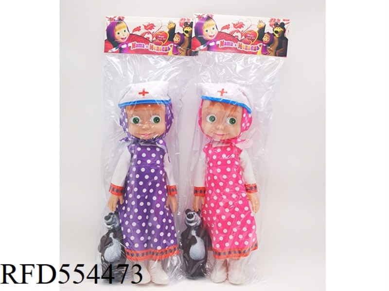 14-INCH EMPTY STRAP IC MARTHA DOLL WITH DOCTOR HAT + BEAR (PURPLE DOT, RED DOT) 2 MIXED