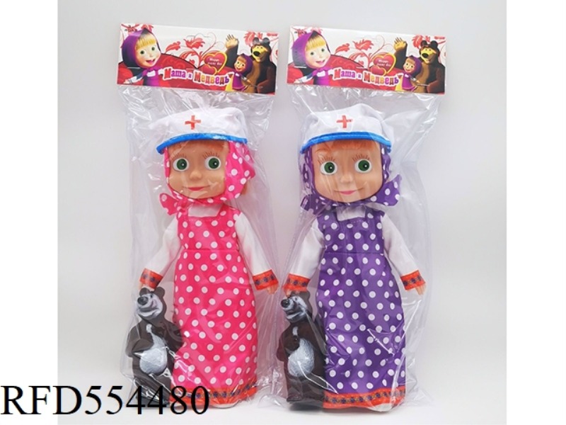 10 INCH EMPTY STRAP IC MARTHA DOLL WITH DOCTOR HAT + BEAR (PURPLE DOT, RED DOT) 2 MIXED