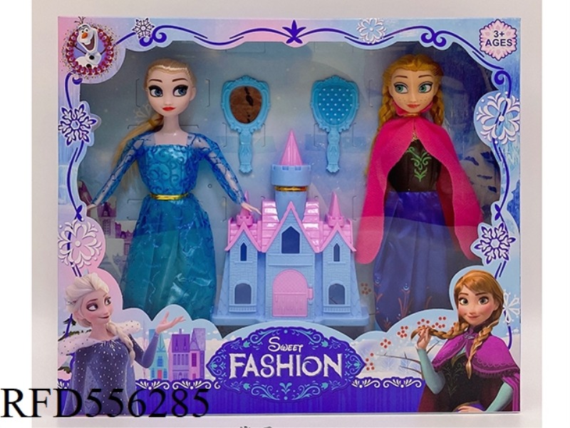 11.5 INCH HEAVY SNOW PRINCESS WITH CASTLE, MIRROR, COMB