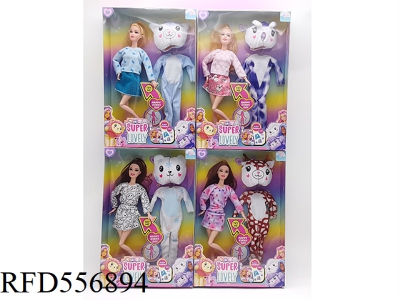 11.5 INCH ELEVEN JOINT BODY CUTE PET FASHION GIRL WITH DOLL COSTUME 4 MIXED