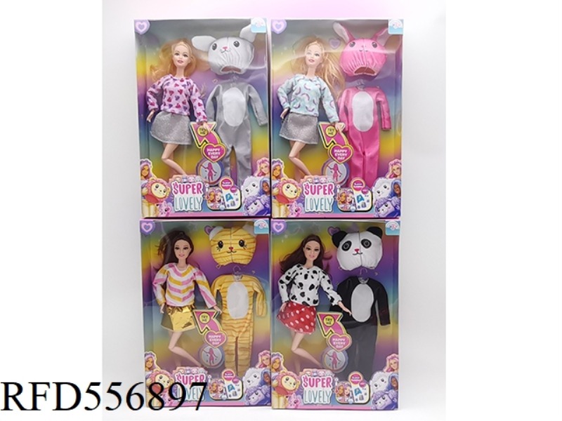11.5 INCH ELEVEN JOINT BODY CUTE PET FASHION GIRL WITH DOLL COSTUME 4 MIXED