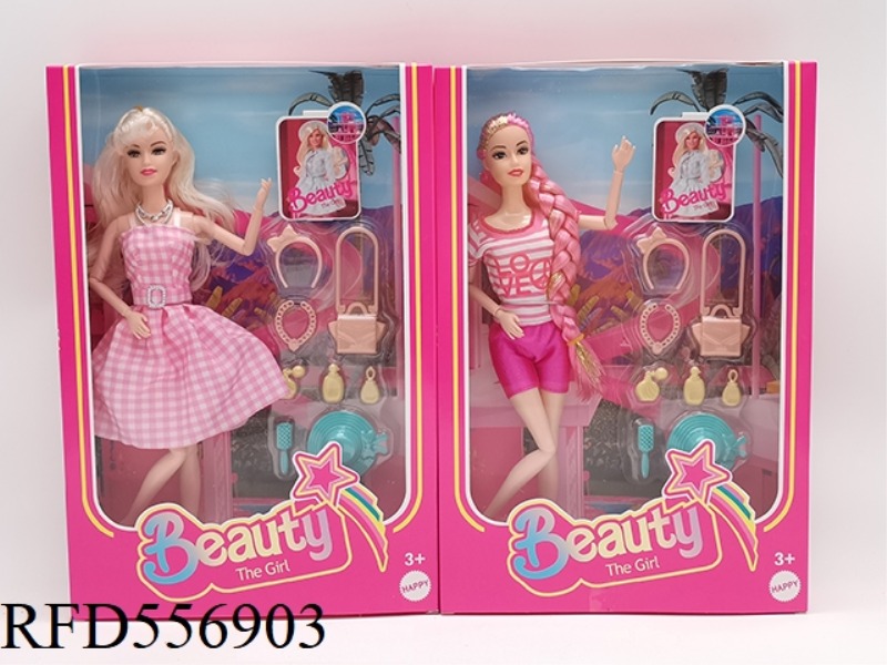11.5 INCH ELEVEN KNUCKLE BODY BARBIE WITH BAG HAT BLISTER 2 MIXED