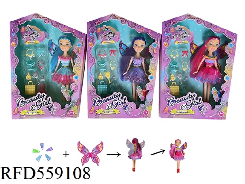 9-INCH FASHION FLOWER FAIRY WITH 9-PIECE ACCESSORIES