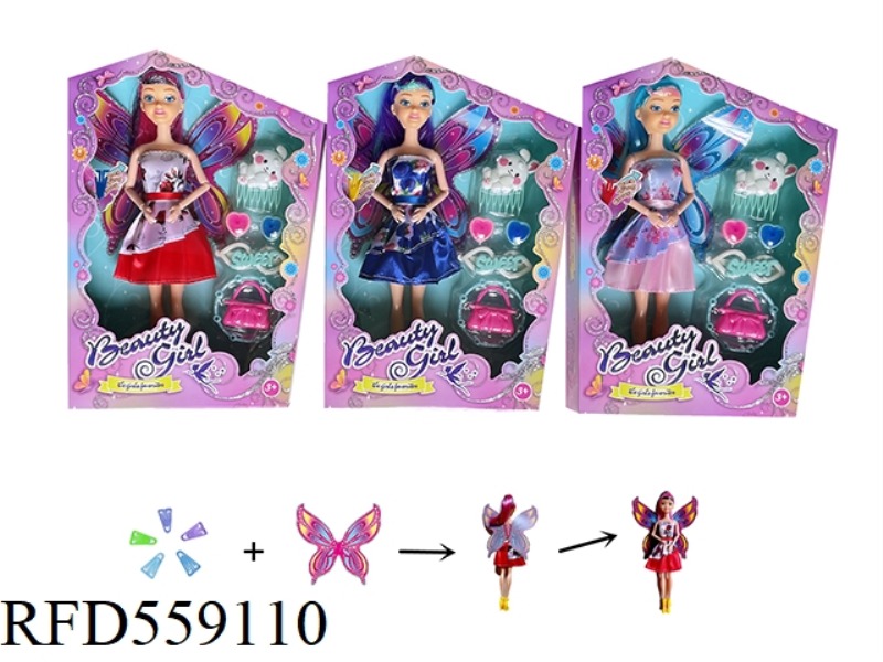 11-INCH FASHION ARTICULAR FLOWER FAIRY WITH RABBIT HAIR CLIP 6-PIECE SET
