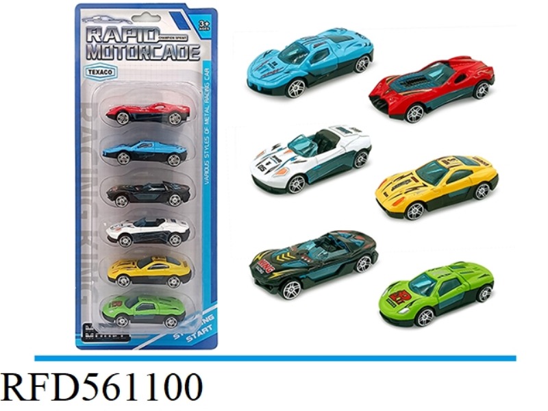 ALLOY SLIDING SPORTS CAR 6PCS