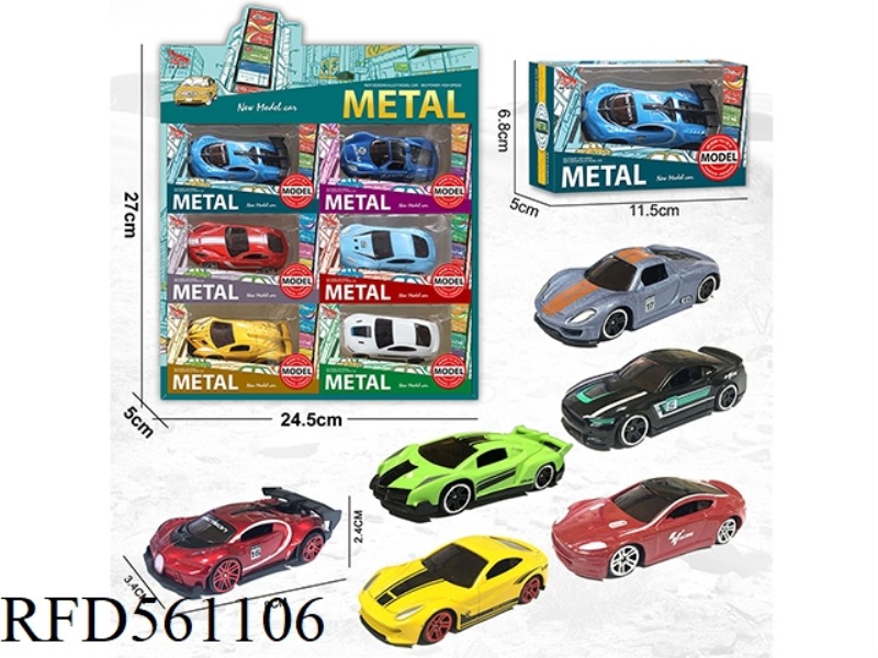 SLIDING ALLOY CAR 6PCS