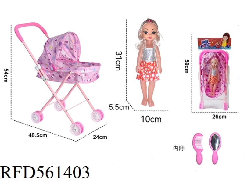 IRON TROLLEY WITH DOLL + ACCESSORIES