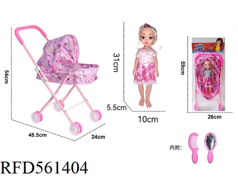 IRON TROLLEY WITH DOLL + ACCESSORIES