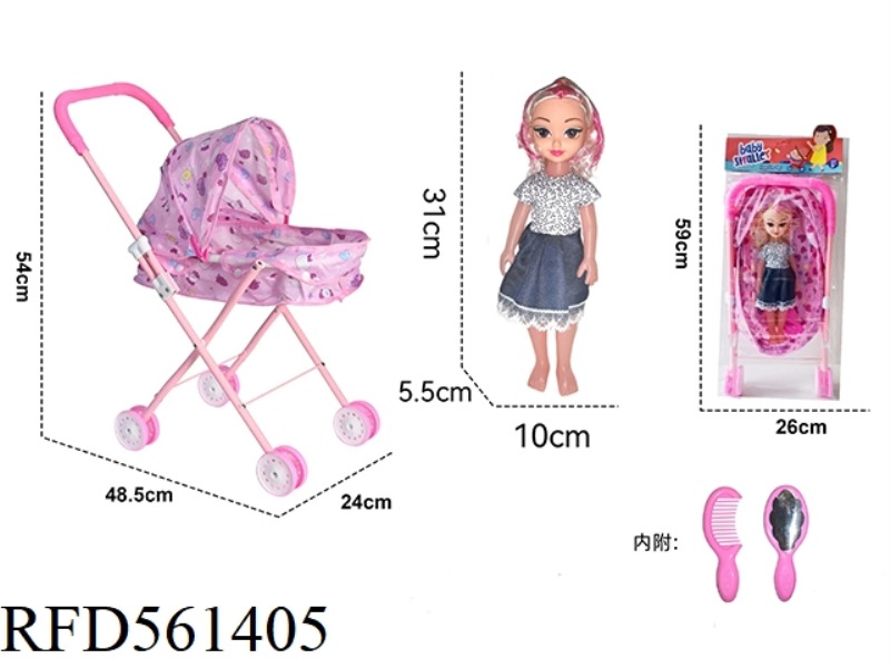 IRON TROLLEY WITH DOLL + ACCESSORIES