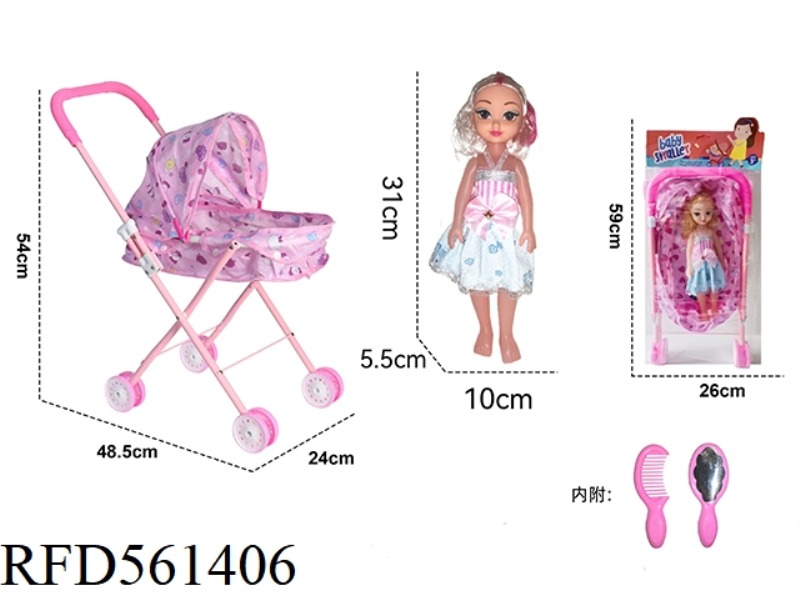 IRON TROLLEY WITH DOLL + ACCESSORIES