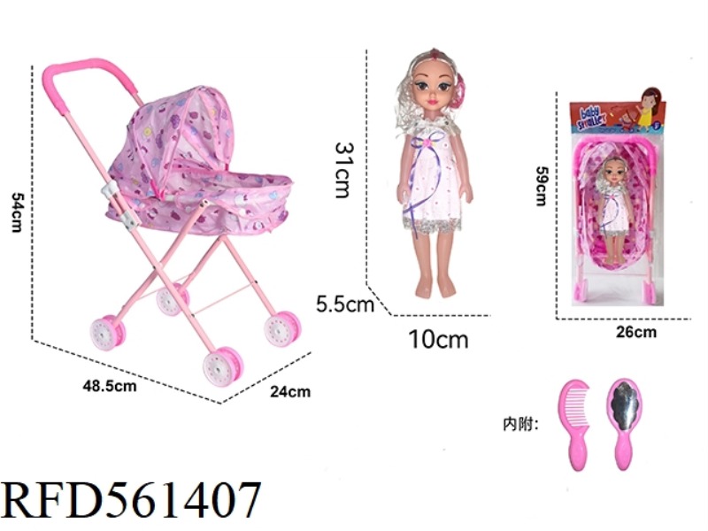 IRON TROLLEY WITH DOLL + ACCESSORIES