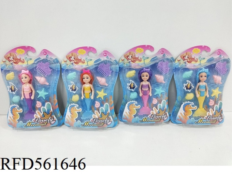 5 INCH MERMAID WITH SHELL, STARFISH, COMB