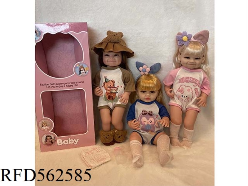 24 INCH FULLY VINYL REBORN EMOJI BABY 3D EYELASHES AND DIAPERS. FEEDING BOTTLE