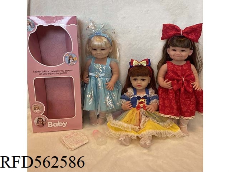 24 INCH FULLY VINYL REBORN EMOJI BABY 3D EYELASHES AND DIAPERS. FEEDING BOTTLE