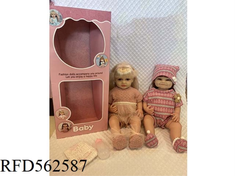 24 INCH FULLY VINYL REBORN EMOJI BABY 3D EYELASHES AND DIAPERS. FEEDING BOTTLE