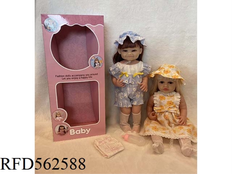 24 INCH FULLY VINYL REBORN EMOJI BABY 3D EYELASHES AND DIAPERS. FEEDING BOTTLE