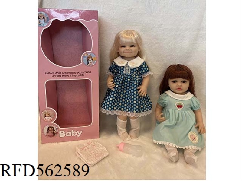 24 INCH FULLY VINYL REBORN EMOJI BABY 3D EYELASHES AND DIAPERS. FEEDING BOTTLE
