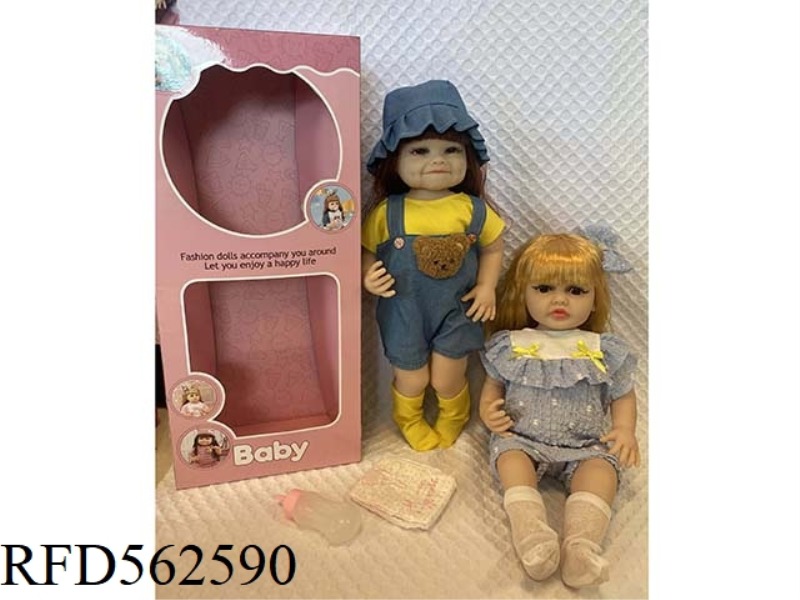 24 INCH FULLY VINYL REBORN EMOJI BABY 3D EYELASHES AND DIAPERS. FEEDING BOTTLE