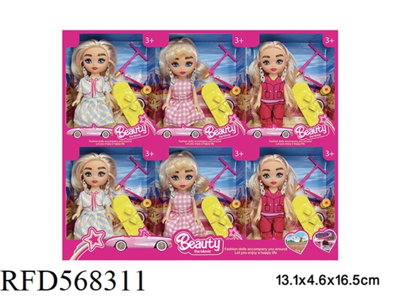 6-INCH REAL LIFE BARBIE MOVIE FASHION DOLL WITH ACCESSORIES, 3 MIXED 6PCS