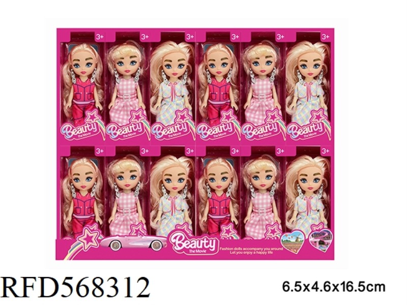 6-INCH REAL LIFE BARBIE MOVIE FASHION DOLL 3 MIXED 12PCS