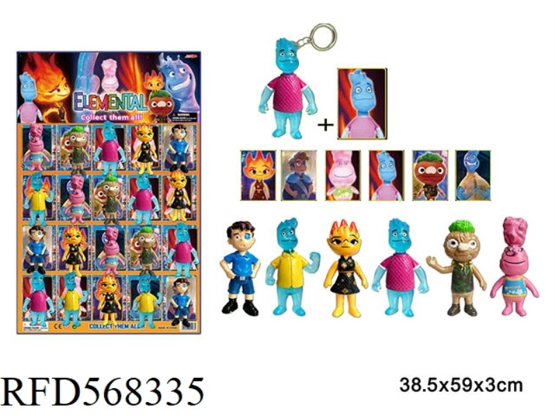 3.5 INCH CRAZY ELEMENTAL CITY DOLL SINGLE (WITH KEYCHAIN)+1 CARD, 20 PLASTIC BAG CARDS, AND 6 RANDOM