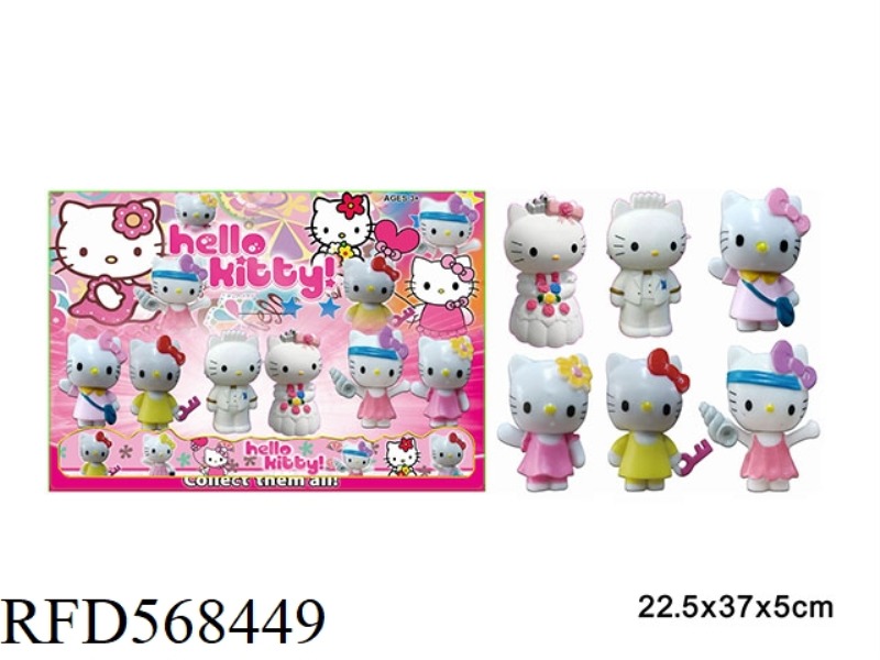 3 INCH HELLO KITTY KITTENS, 6 PIECES, 1 MODEL