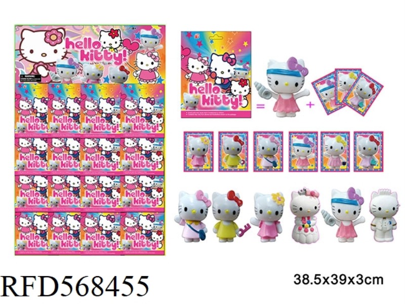 3-INCH HELLO KITTY KITTEN SINGLE+3 CARDS, 16 TIN BAG CARDS, AND 6 RANDOM DOLLS