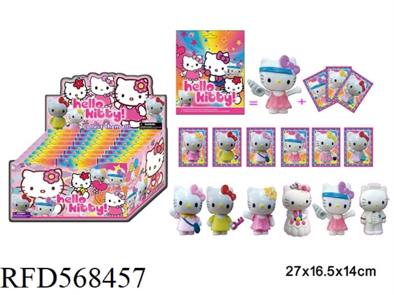 3-INCH HELLO KITTY KITTEN SINGLE+3 CARDS, 24 TIN BAG CARDS, AND 6 RANDOM DOLLS