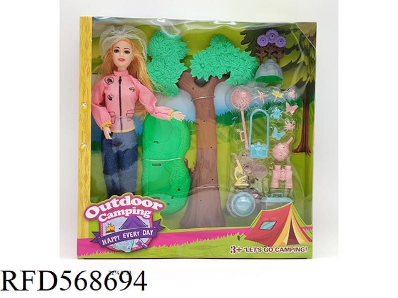 11.5-INCH 9-JOINT SOLID BODY FASHION BARBIE BEEKEEPER WITH BIG TREE AND INSECT BLISTER
