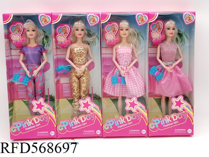 11.5-INCH 9-JOINT BODY, LATEST VERSION OF BARBIE SERIES, BEAUTIFUL GIRLS WITH BAGS, 4 MIXED STYLES