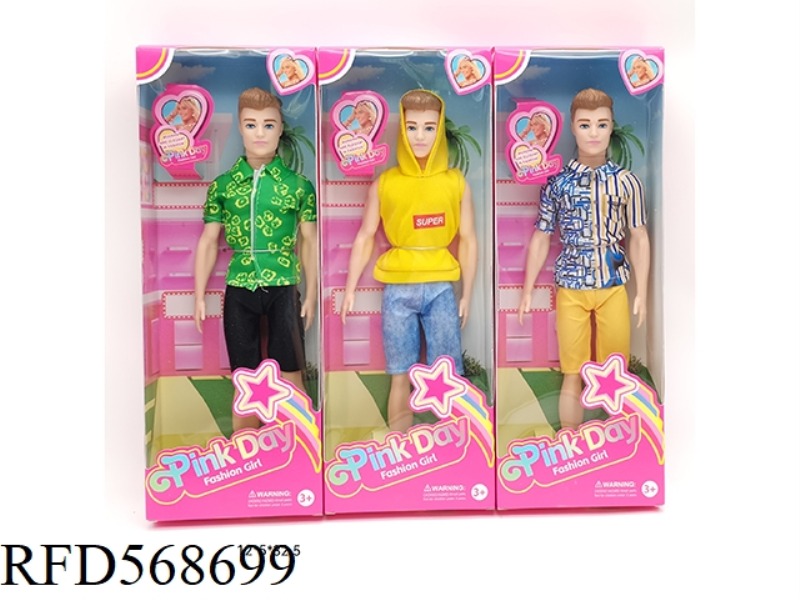 11.5-INCH JOINT SOLID BODY, LATEST VERSION OF BARBIE MEN'S CLOTHING, 3 MIXED STYLES