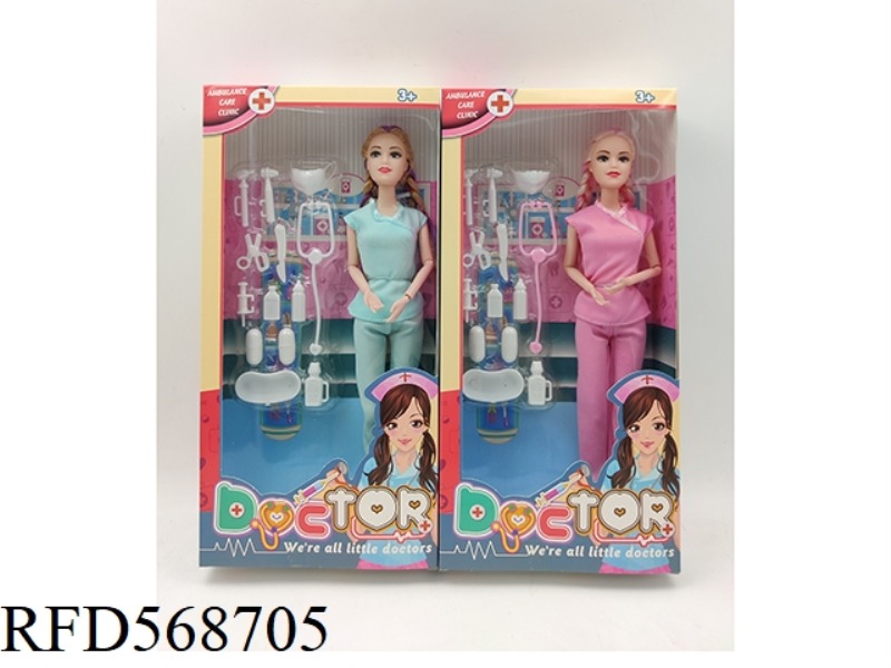 11 INCH SOLID BODY 9-JOINT DOCTOR BARBIE+ACCESSORIES 2-COLOR MIX