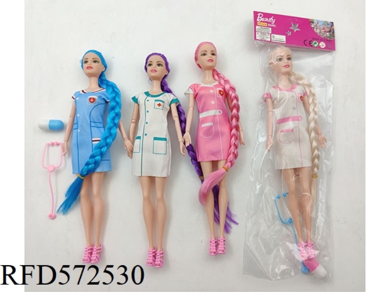 11 INCH SOLID BODY 9 JOINT NURSE BARBIE PILL+STETHOSCOPE