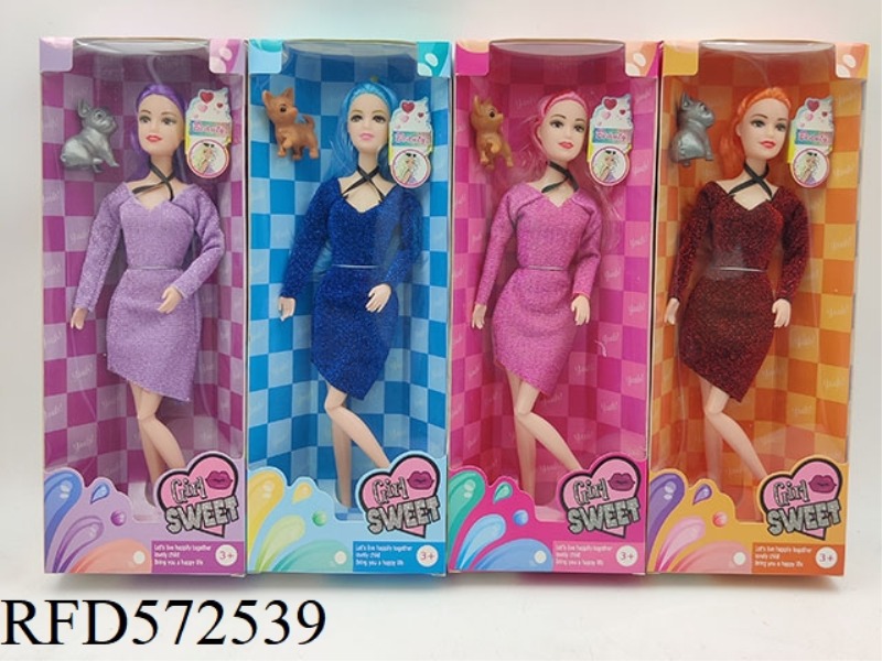 11 INCH SOLID BODY 11 JOINT DRESS BARBIE+DOG