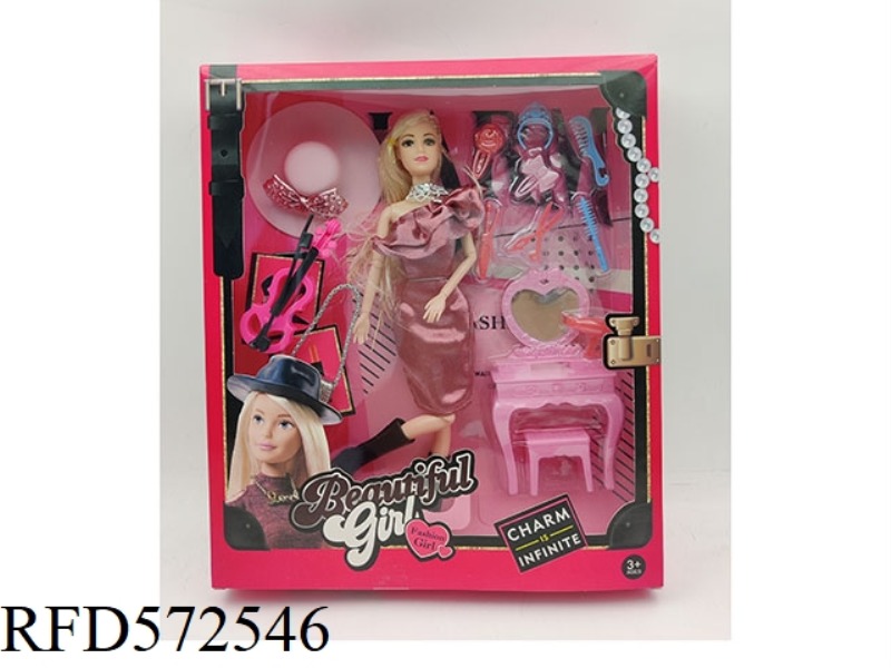 11 INCH SOLID 11 JOINT DRESS BARBIE+BLISTER+HAT+BAG+VIOLIN