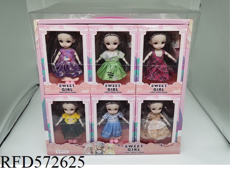 6-INCH 3D EYEBALL 12 JOINT SOLID BODY FASHION DOLL 6 MIXES