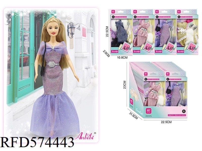 COLORFUL EVENING DRESS DOLL CHANGE 24PCS