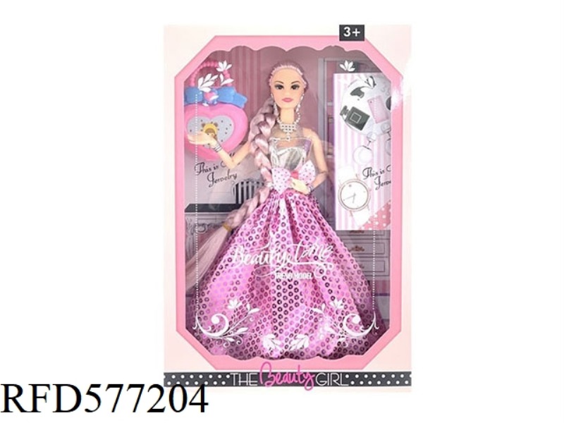 11.5-INCH 9-JOINT WEDDING DRESS WITH BIG BRAID BARBIE WITH HANDBAG