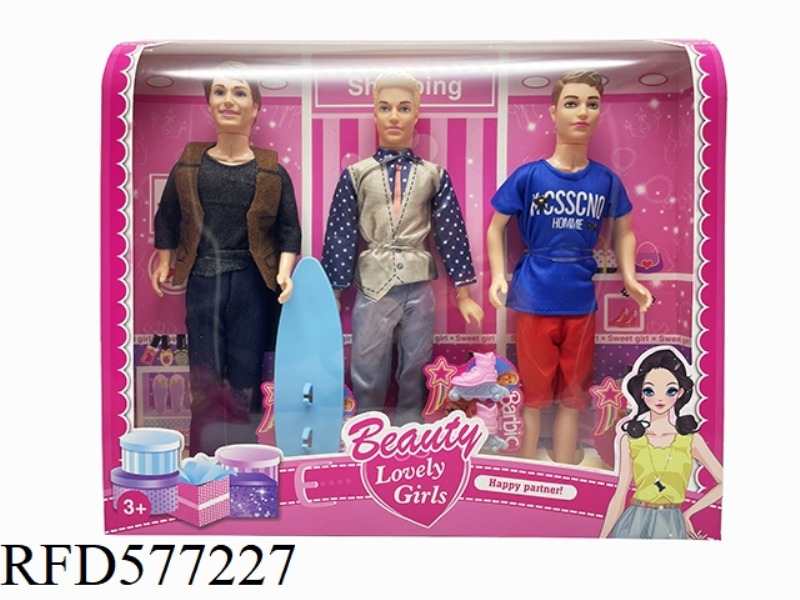 2023 LIVE-ACTION MOVIE VERSION 11.5 INCH REAL BARBIE STAR MAN BARBIE, WITH SKATEBOARD AND SKATES.