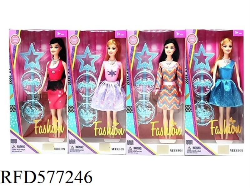 11.5 INCH REAL HANDS LEISURE SUIT FASHION BARBIE WITH PLASTIC ACCESSORIES.