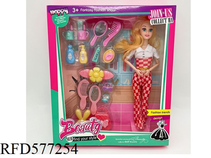 11.5 INCH 9-JOINT LEISURE SUIT FASHION BARBIE WITH PLASTIC PARTS.