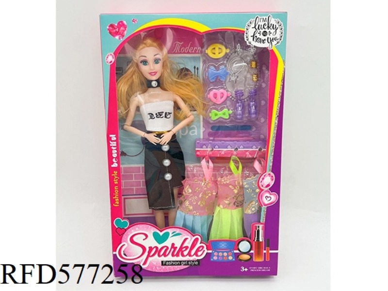 11.5 INCH 9-JOINT LEISURE SUIT FASHION BARBIE HANGING SKIRT WITH PLASTIC PARTS.